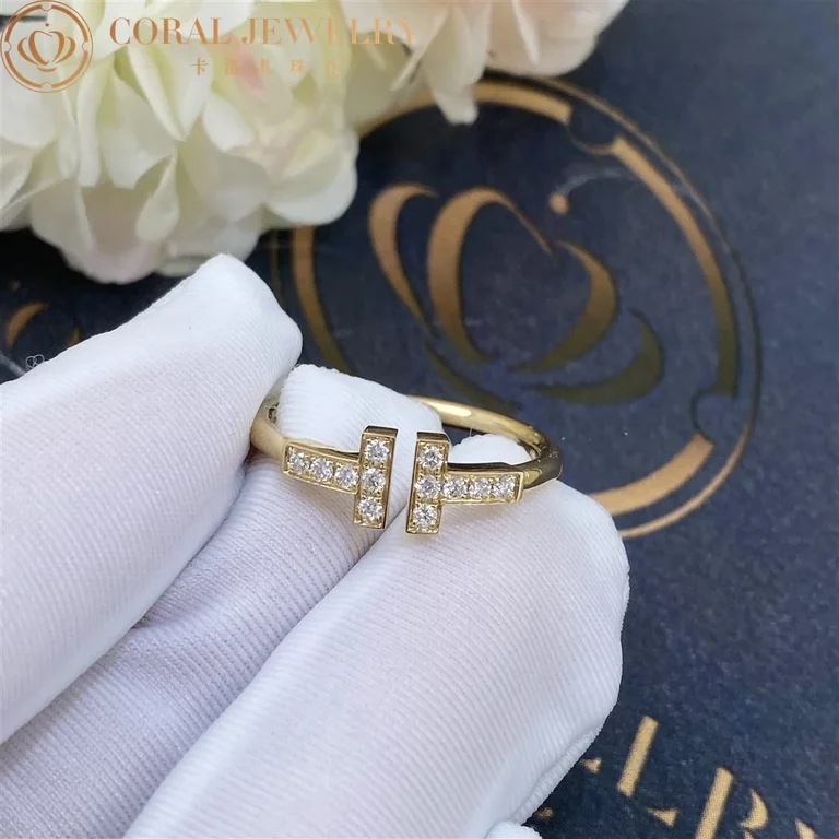 Tiffany T Diamond Wire Ring In 18k Gold Coral 48