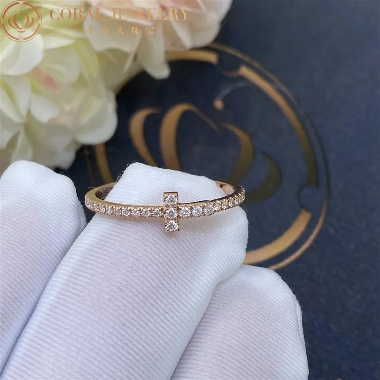 Tiffany T Diamond Wire Band Ring in 18k Rose Gold 60148857
