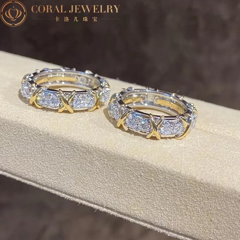 Tiffany Schlumberger Sixteen Stone Ring In Yellow Gold And Platinum Coral 37