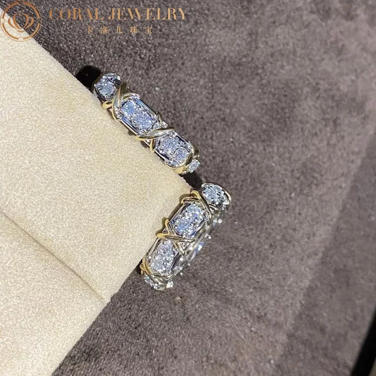 Tiffany Schlumberger Sixteen Stone Ring In Yellow Gold And Platinum Coral 48