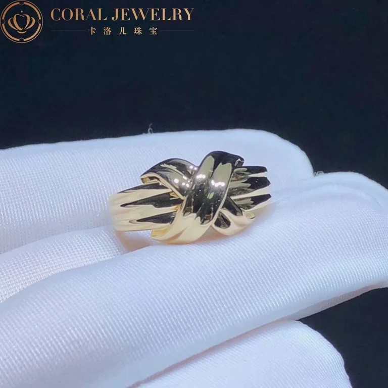 Tiffany House Design Signature Cross X Motif Ring Coral 22