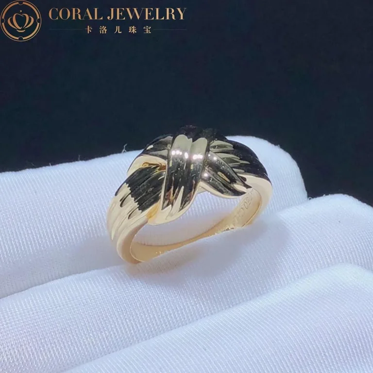Tiffany House Design Signature Cross X Motif Ring Coral 66