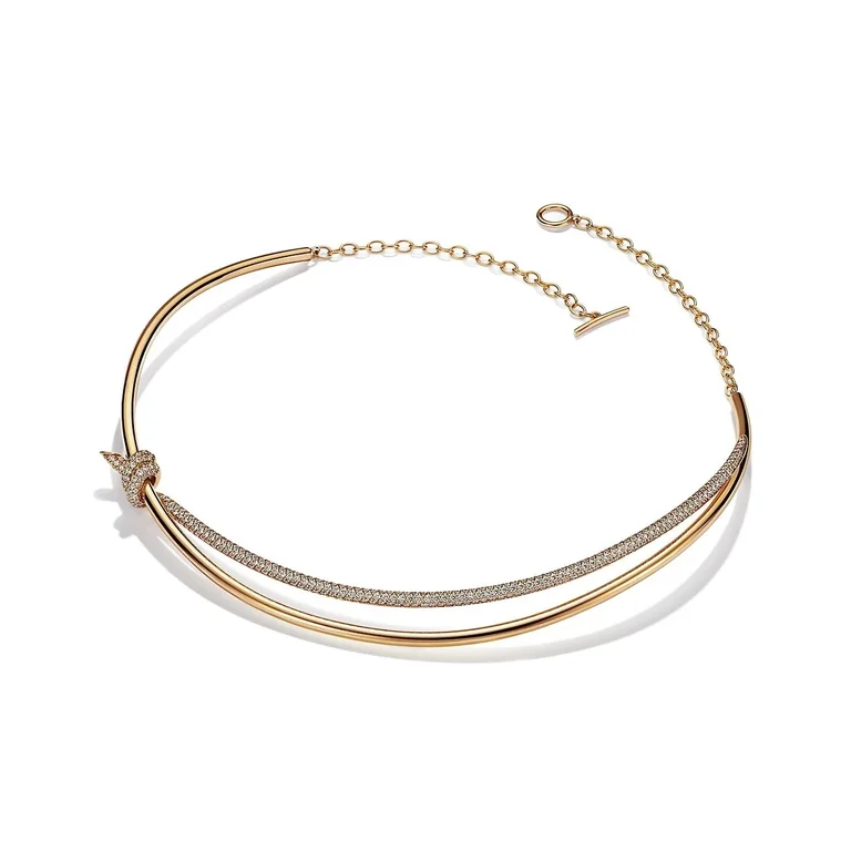 Tiffany Knot Double Row Necklace In Yellow Gold With Diamonds 11