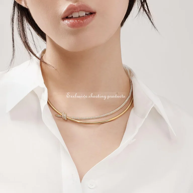 Tiffany Knot Double Row Necklace In Yellow Gold Yyt 36