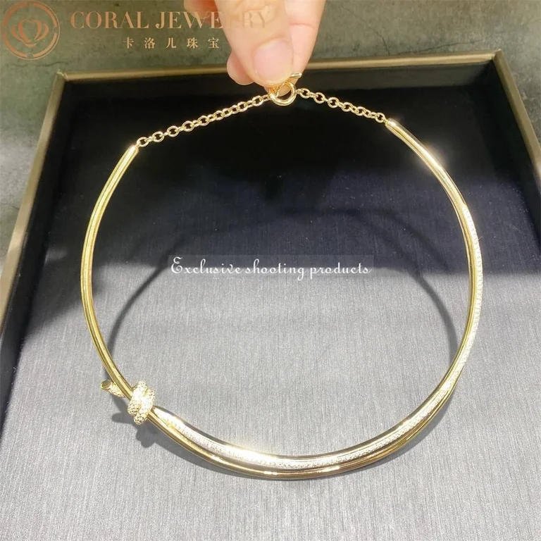 Tiffany Knot Double Row Necklace In Yellow Gold With Diamonds Coral 22