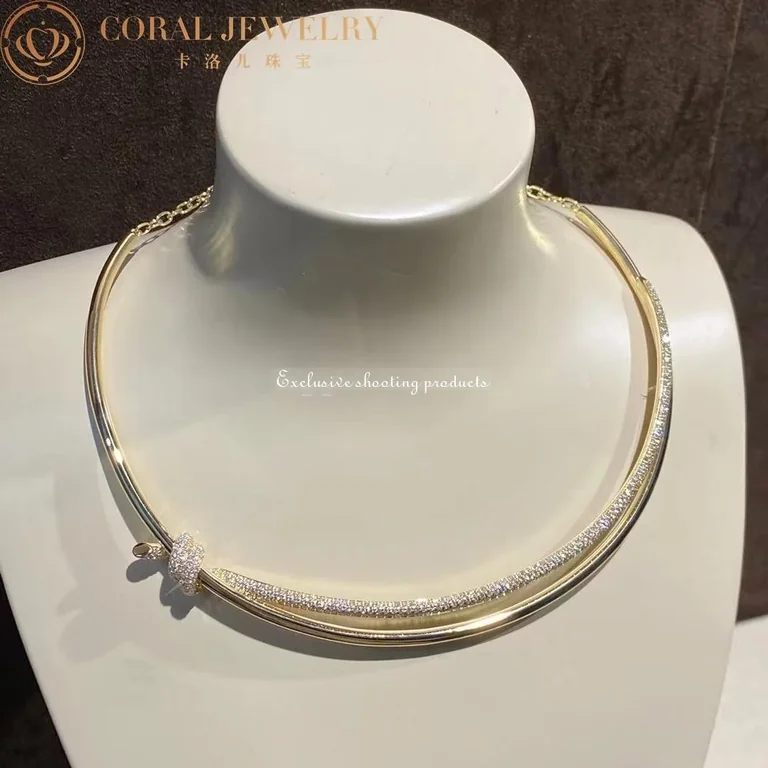 Tiffany Knot Double Row Necklace In Yellow Gold With Diamonds Coral 2 14