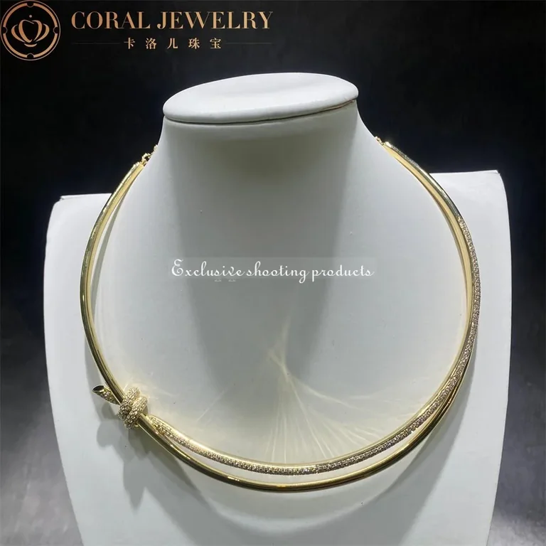 Tiffany Knot Double Row Necklace In Yellow Gold With Diamonds Coral 32