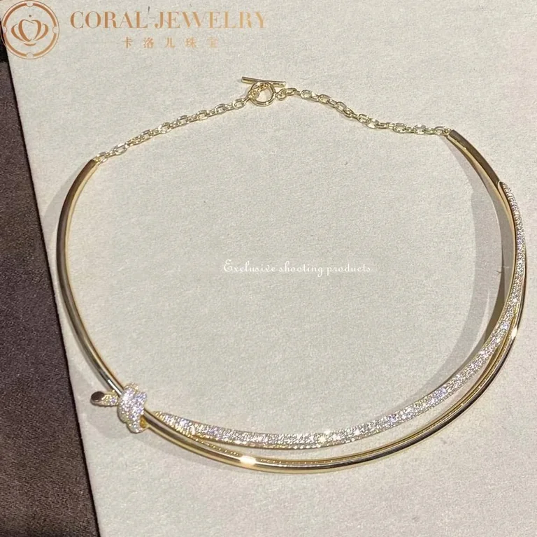 Tiffany Knot Double Row Necklace In Yellow Gold With Diamonds Coral 3 12