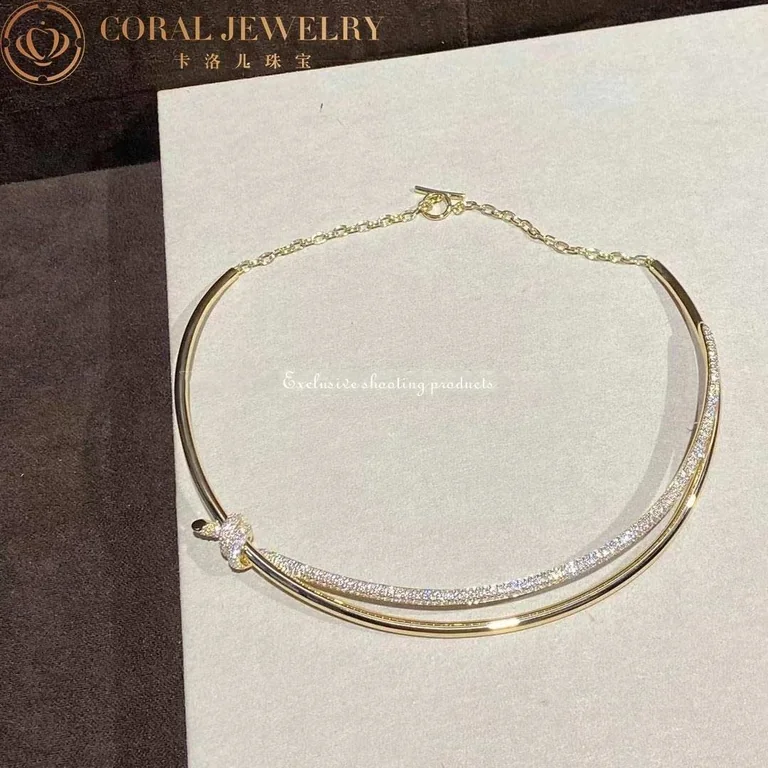 Tiffany Knot Double Row Necklace In Yellow Gold With Diamonds Coral 42
