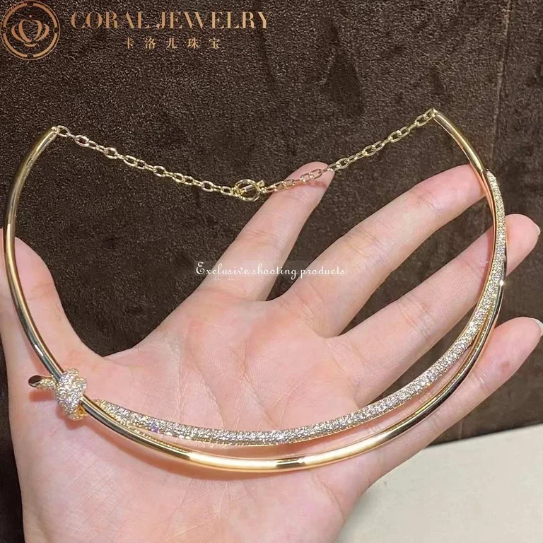 Tiffany Knot Double Row Necklace In Yellow Gold With Diamonds Coral 55
