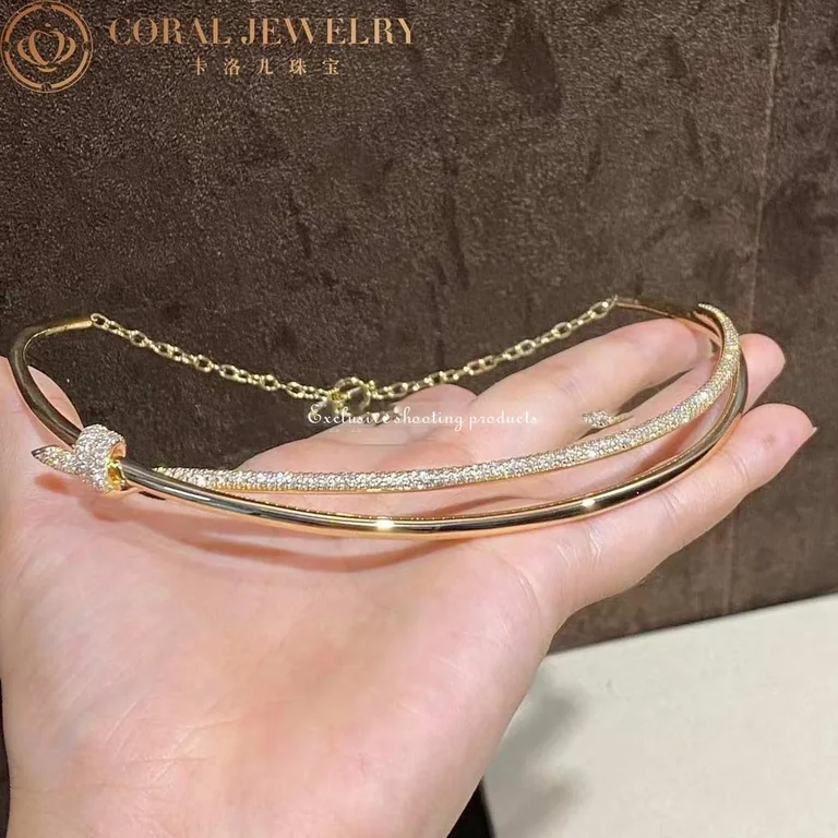Tiffany Knot Double Row Necklace In Yellow Gold With Diamonds Coral 65