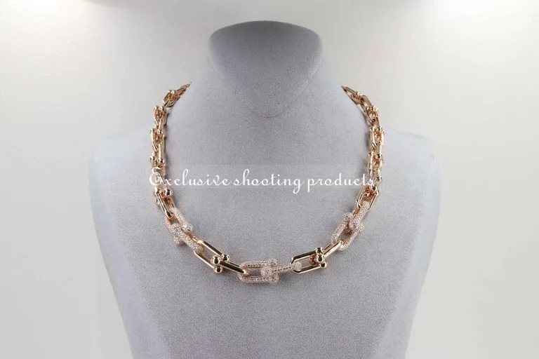 Tiffany Hardwear Graduated Link Necklace In 18k Rose Gold With Pave Diamonds 17