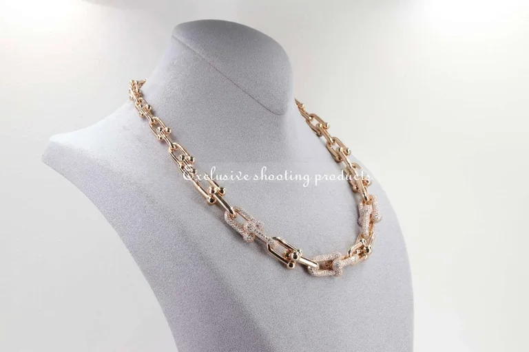 Tiffany Hardwear Graduated Link Necklace In 18k Rose Gold With Pave Diamonds Coral 18