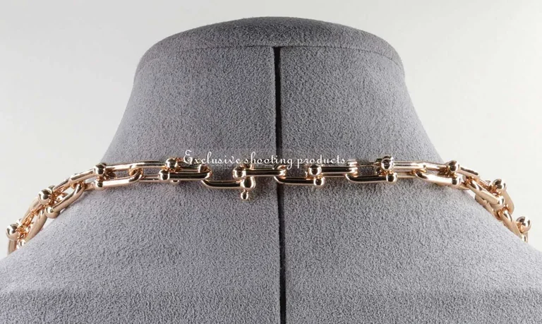 Tiffany Hardwear Graduated Link Necklace In 18k Rose Gold With Pave Diamonds Coral 33