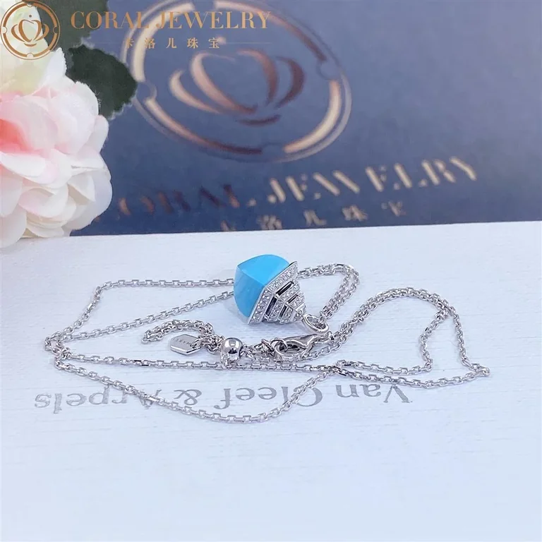 Marli Cleo Mini Rev Diamond Pendant In White Gold Set With Turquoise Cleo N37 Coral 66