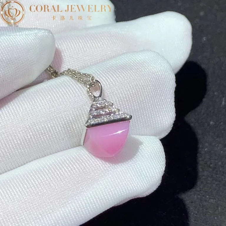 Marli Cleo Mini Rev Diamond Pendant In White Gold Set With Pink Opal Cleo N37 Coral 55