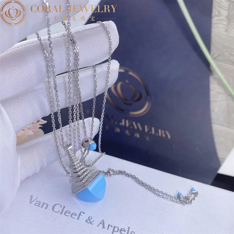 Marli Cleo Midi Rev Luxe Diamond Pendant In White Gold Set With Turquoise Cleo N39 Coral 44