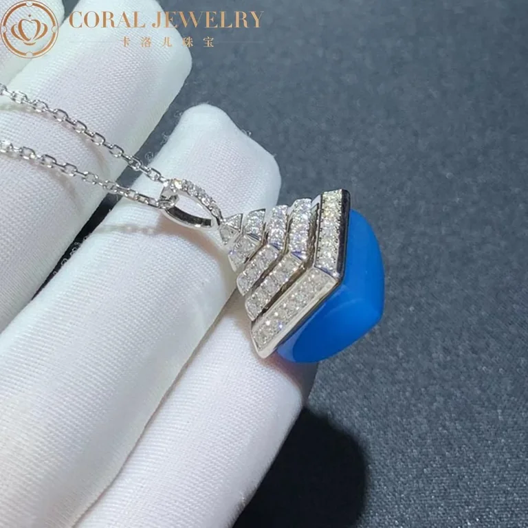 Marli Cleo Midi Rev Diamond Pendant In White Gold Sea Blue Chalcedony Cleo N22 Coral 22
