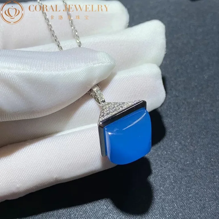 Marli Cleo Midi Rev Diamond Pendant In White Gold Sea Blue Chalcedony Cleo N22 Coral 33