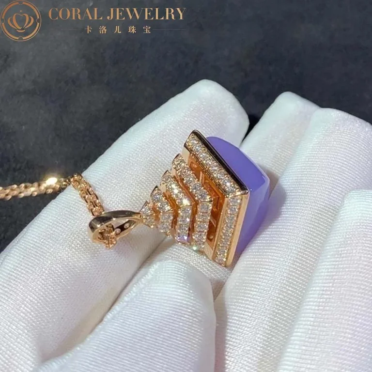 Marli Cleo Midi Rev Diamond Pendant In Rose Gold Set With Chalcedony Cleo N22 Coral 46