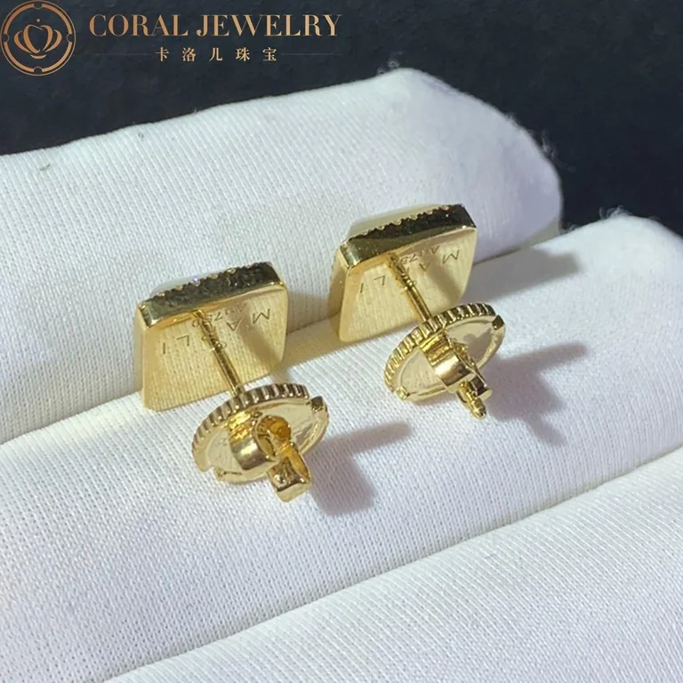 Marli Cleo Diamond Stud Pyramid Earrings In Yellow Gold Set With White Moon Stone Cleo E3 Coral 55