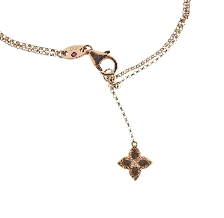 Roberto Coin Venetian Flower Diamond Necklace Coral 26