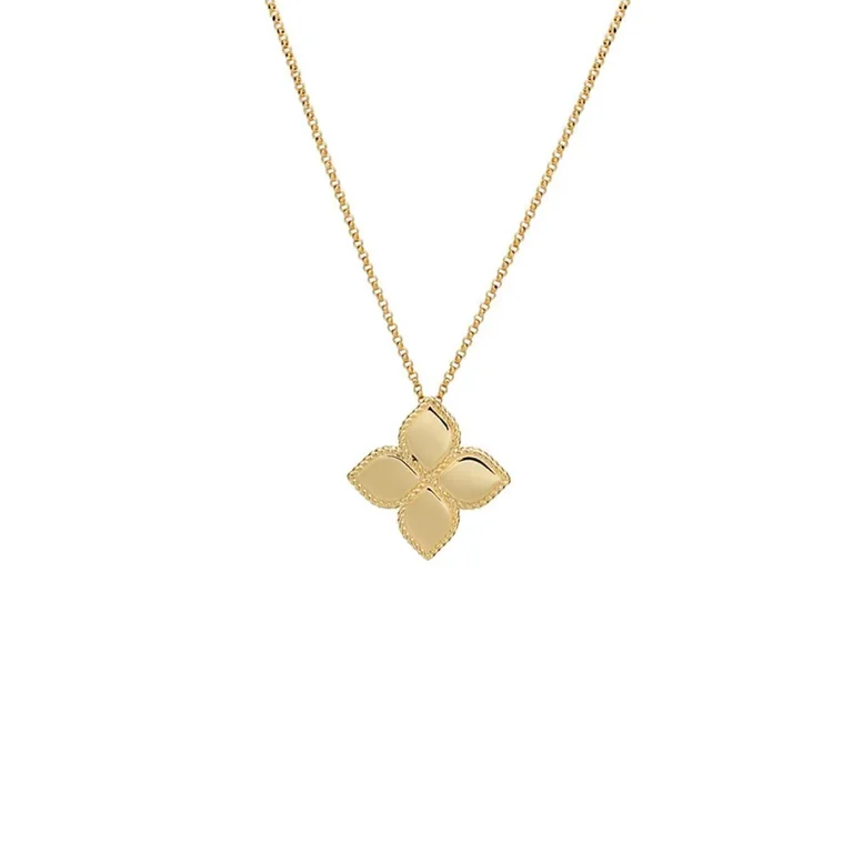Roberto Coin Princess Flower Yellow Gold Necklace 22