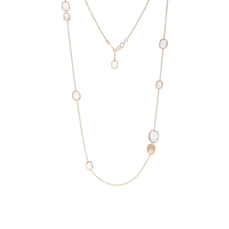 Roberto Coin Black Jade Rose Gold Necklace With Mother Of Pearl 36