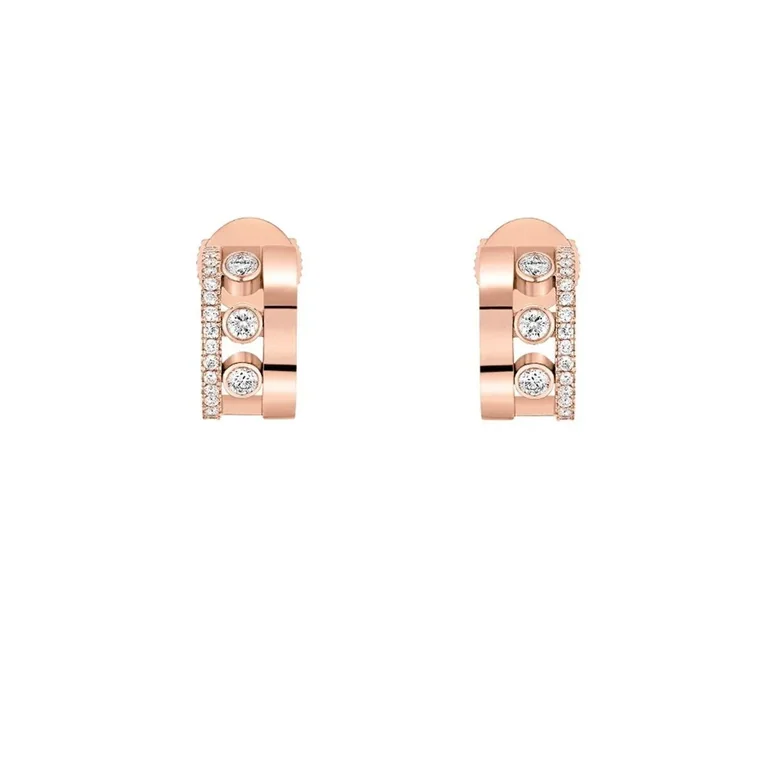 Messika Move Romane Mini Hoops Rose Gold Earrings 07178-PG with Diamonds