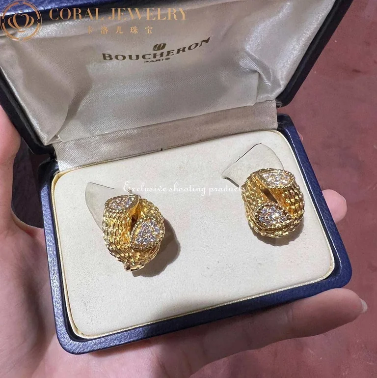 Boucheron Serpent Boheme Diamond Earrings In 18k Gold Coral 22