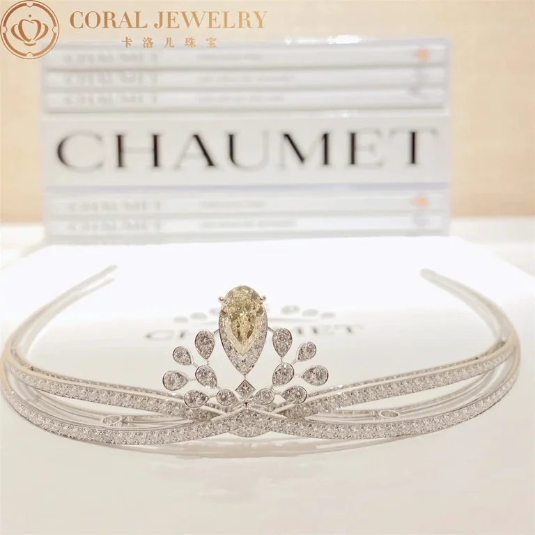 Chaumet Joséphine Aigrette Impériale Tiara Platinum 082975 White Gold Yellow Diamond Diamonds