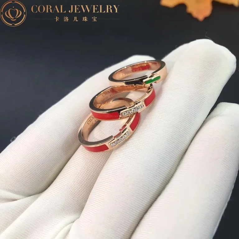 Chaumet Liens Évidence Wedding Band 083729 In Rose Gold with Red Ceramic 3