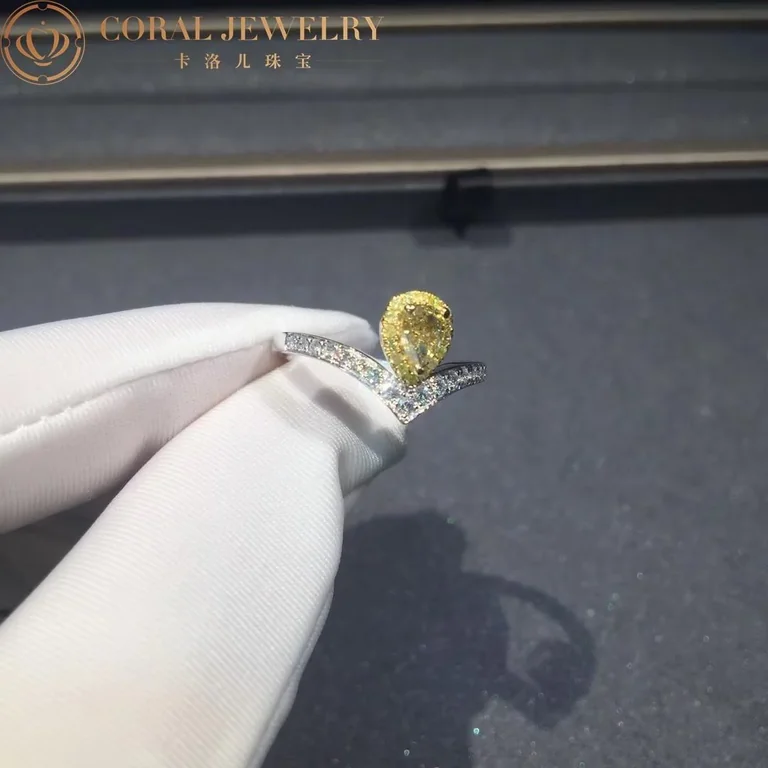 Chaumet Josephine Aigrette Ring White Gold White And Yellow Diamonds Coral 33