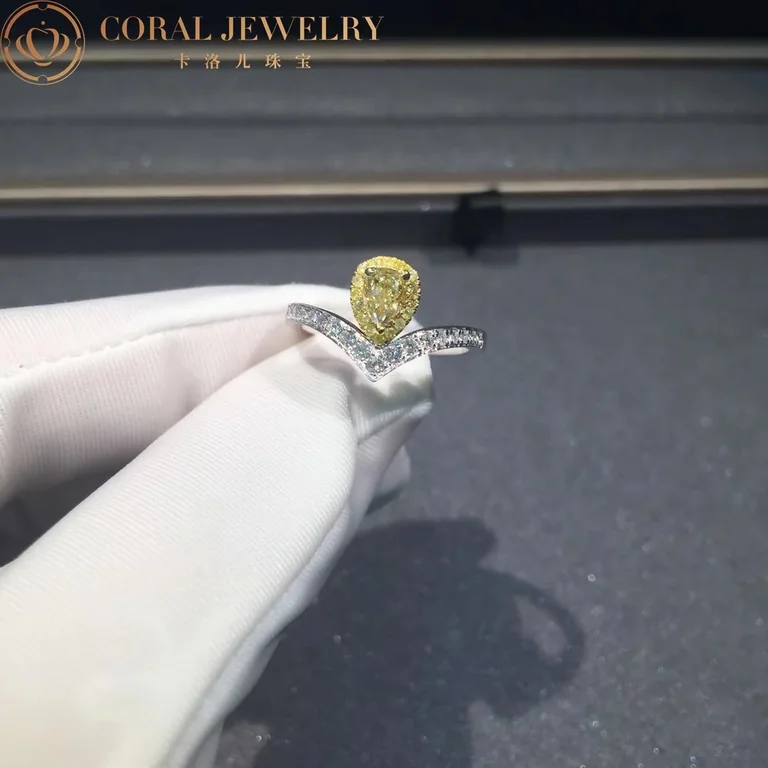 Chaumet Josephine Aigrette Ring White Gold White And Yellow Diamonds Coral 44