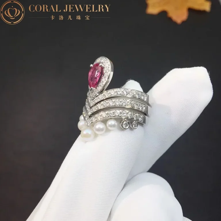 Chaumet Joséphine Aigrette Ring White Gold 083340-083590-083292, Rhodolite Garnet, Diamonds Combination Rings4