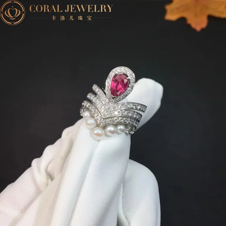 Chaumet Joséphine Aigrette Ring White Gold 083340-083590-083292, Rhodolite Garnet, Diamonds Combination Rings2