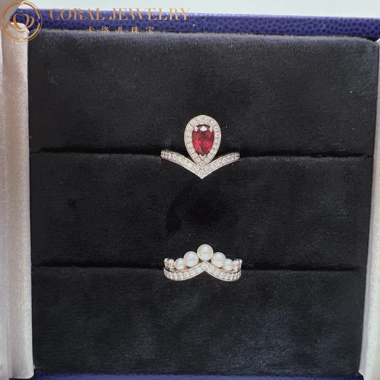 Chaumet Joséphine Aigrette Ring 083340-083292 White Gold, Rhodolite Garnet, Diamonds Combination Rings2