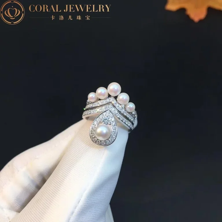 Chaumet Joséphine Aigrette Ring 083289-083292 White Gold, Pearls, Diamonds Combination Rings4