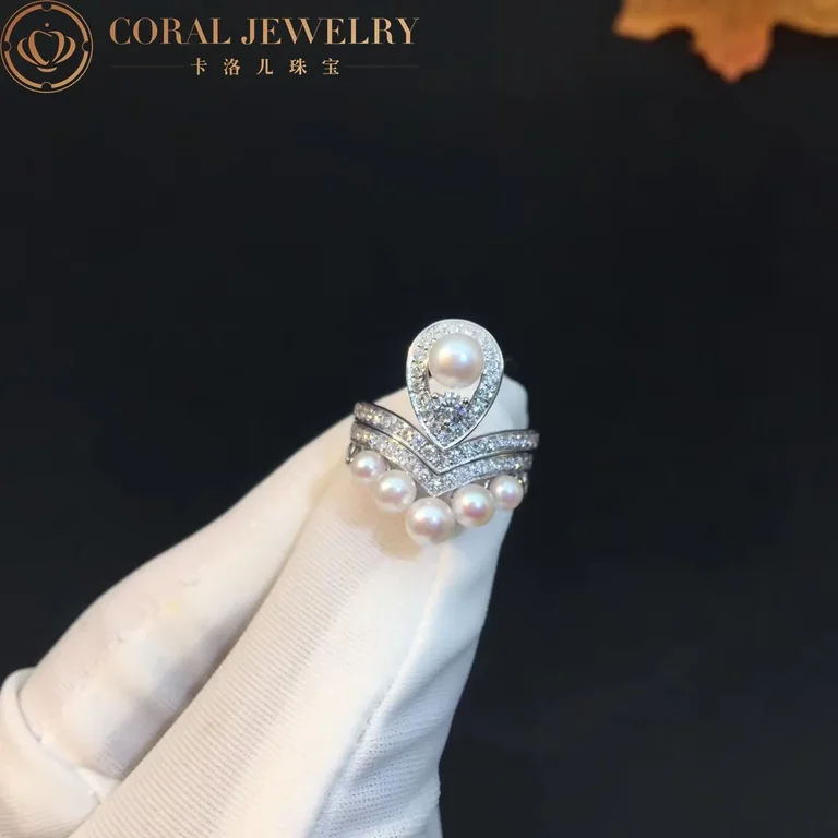 Chaumet Joséphine Aigrette Ring 083289-083292 White Gold, Pearls, Diamonds Combination Rings