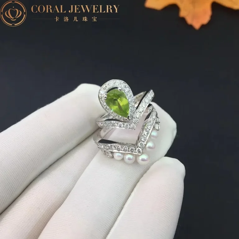 Chaumet Joséphine Aigrette Ring 083301-083292 White Gold Peridot Diamond Combination Rings5