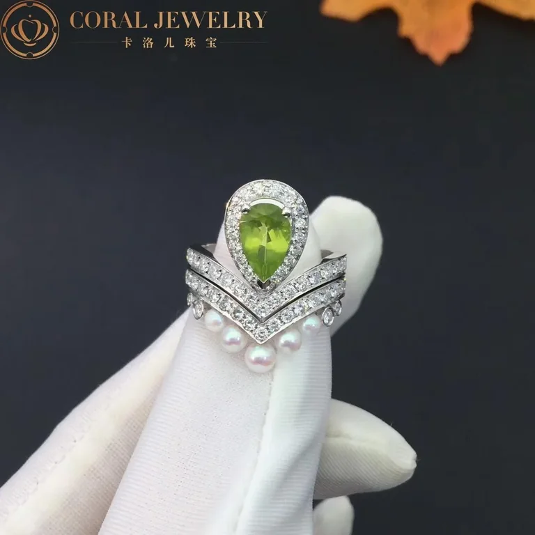 Chaumet Joséphine Aigrette Ring 083301-083292 White Gold Peridot Diamond Combination Rings3