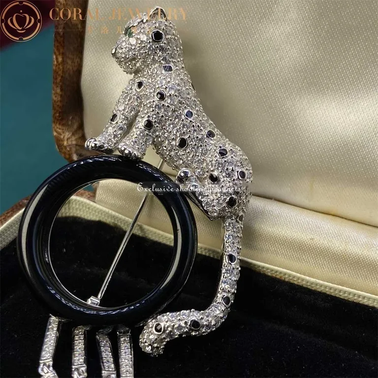 Cartier Panthère De Cartier Brooch N5020300, White Gold, Emeralds, Onyx, Diamonds