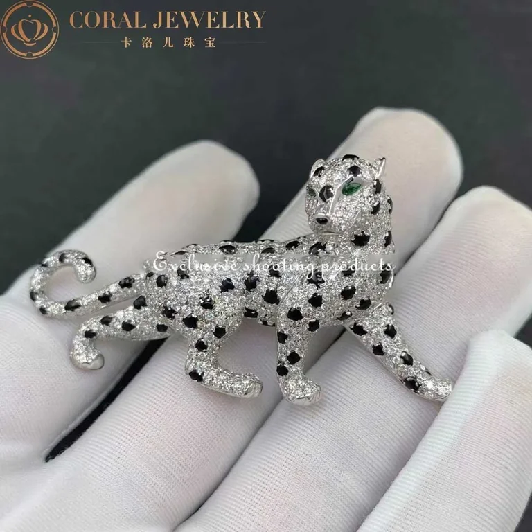 Cartier Panthère De Cartier Brooch H5000026, White Gold, Emeralds, Onyx, Diamonds 7