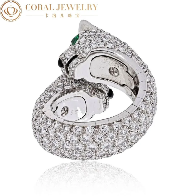 Cartier Panthère De Cartier, Lakarda Double Panthere Head Paved Diamond Ring 7