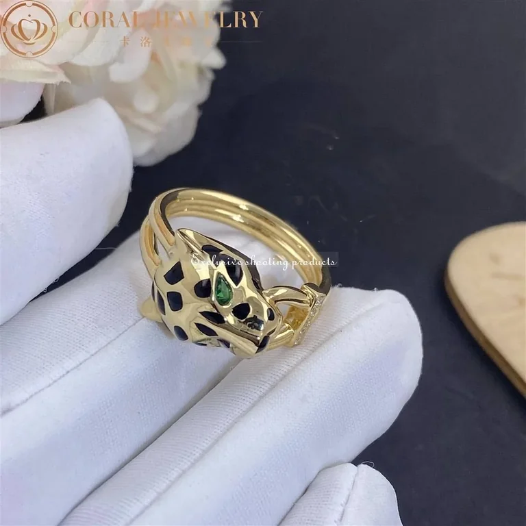 Cartier Panthère De Cartier Ring B4096700, Yellow Gold, Tsavorite, Onyx 9