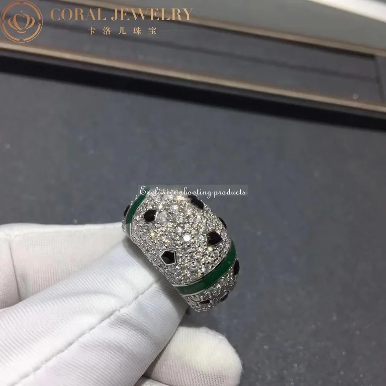 Cartier Panthère de Cartier Ring H4275900, White Gold Chrysoprases Onyx Diamonds 4