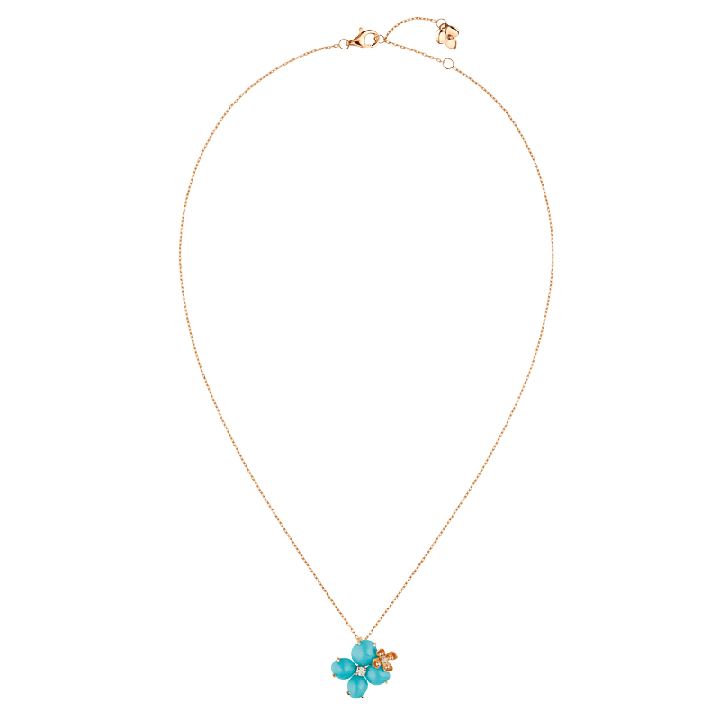 Chaumet 083146 Hortensia Eden Pink Gold Turquoise Diamond Pendant 2