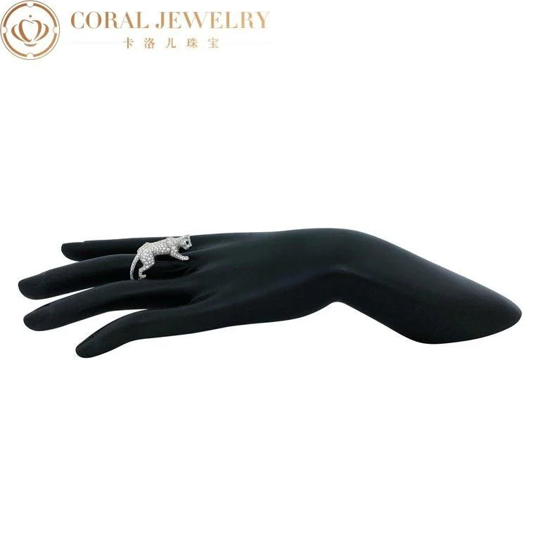 Cartier Panthère De Cartier Ring White Gold Diamond Emerald & Onyx Walking 22