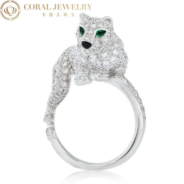 Cartier Panthère De Cartier Ring White Gold Diamond Emerald & Onyx Walking 9