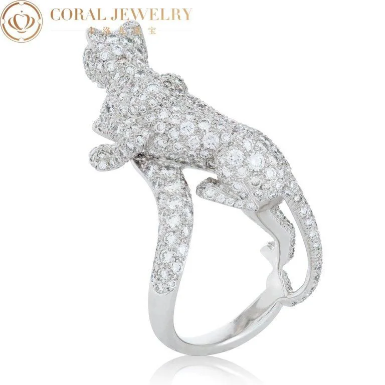 Cartier Panthère De Cartier Ring White Gold Diamond Emerald & Onyx Walking5